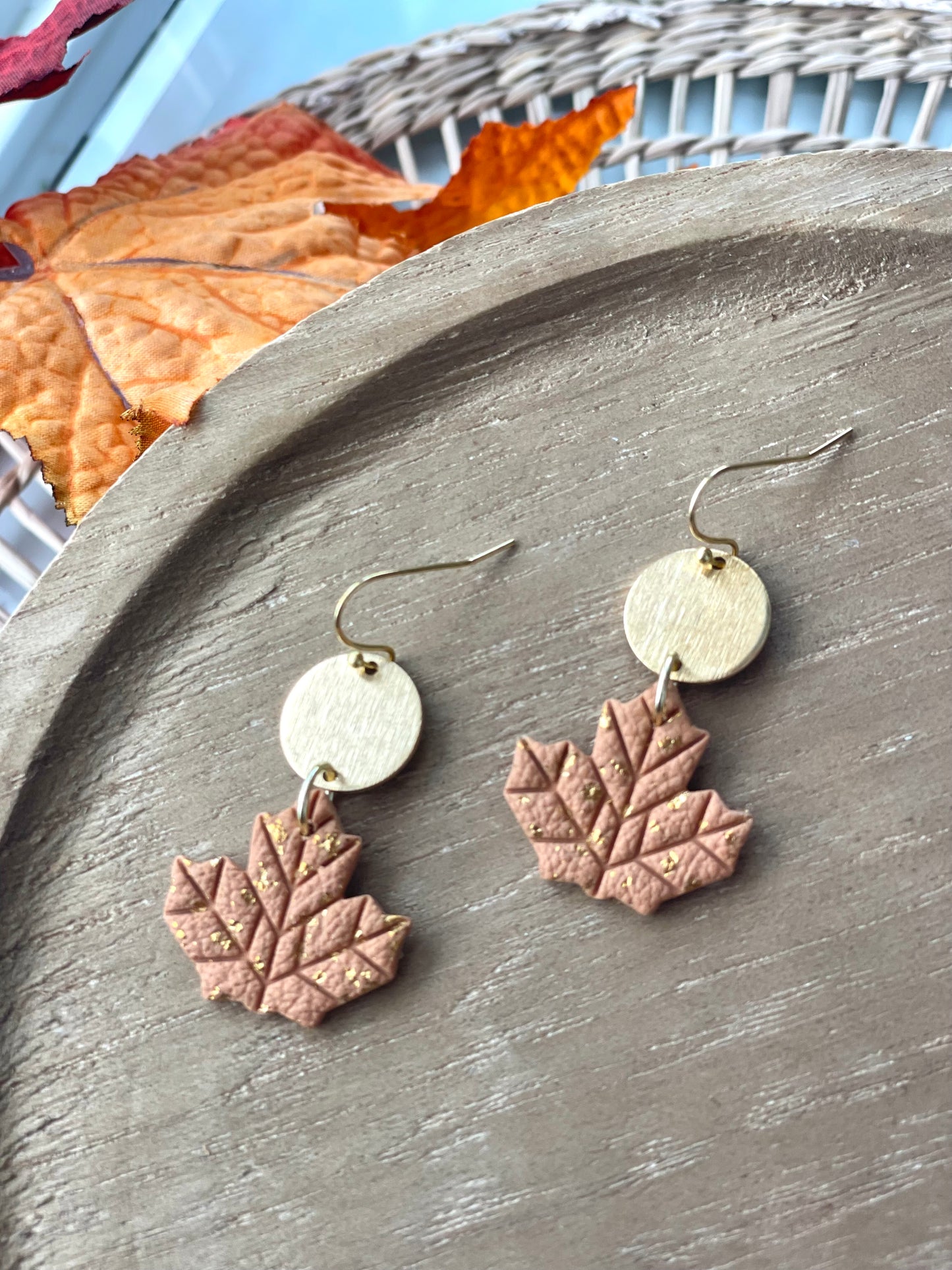 Rustic Maple Leaf Earrings