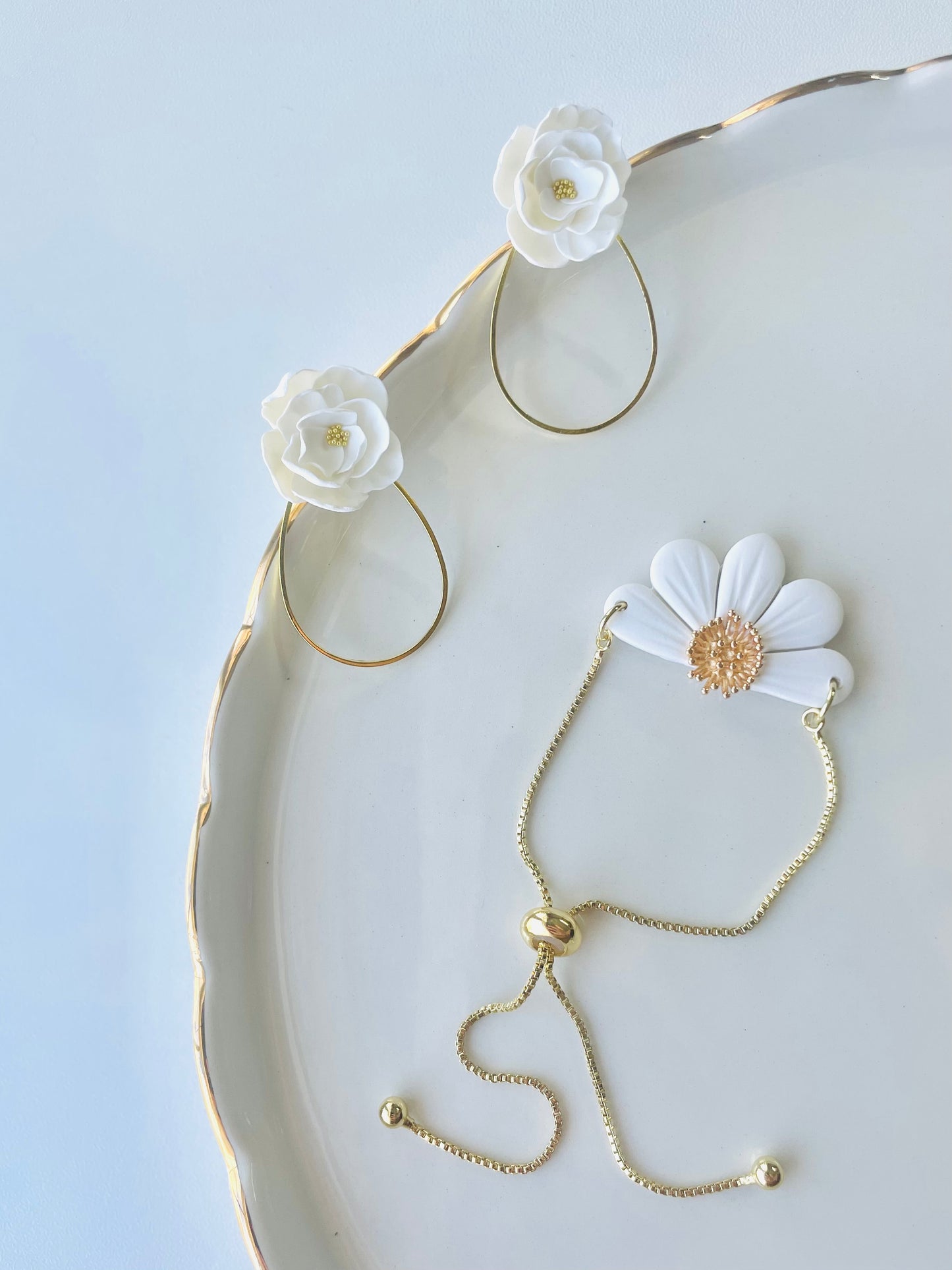 Flower with gold hoop stud