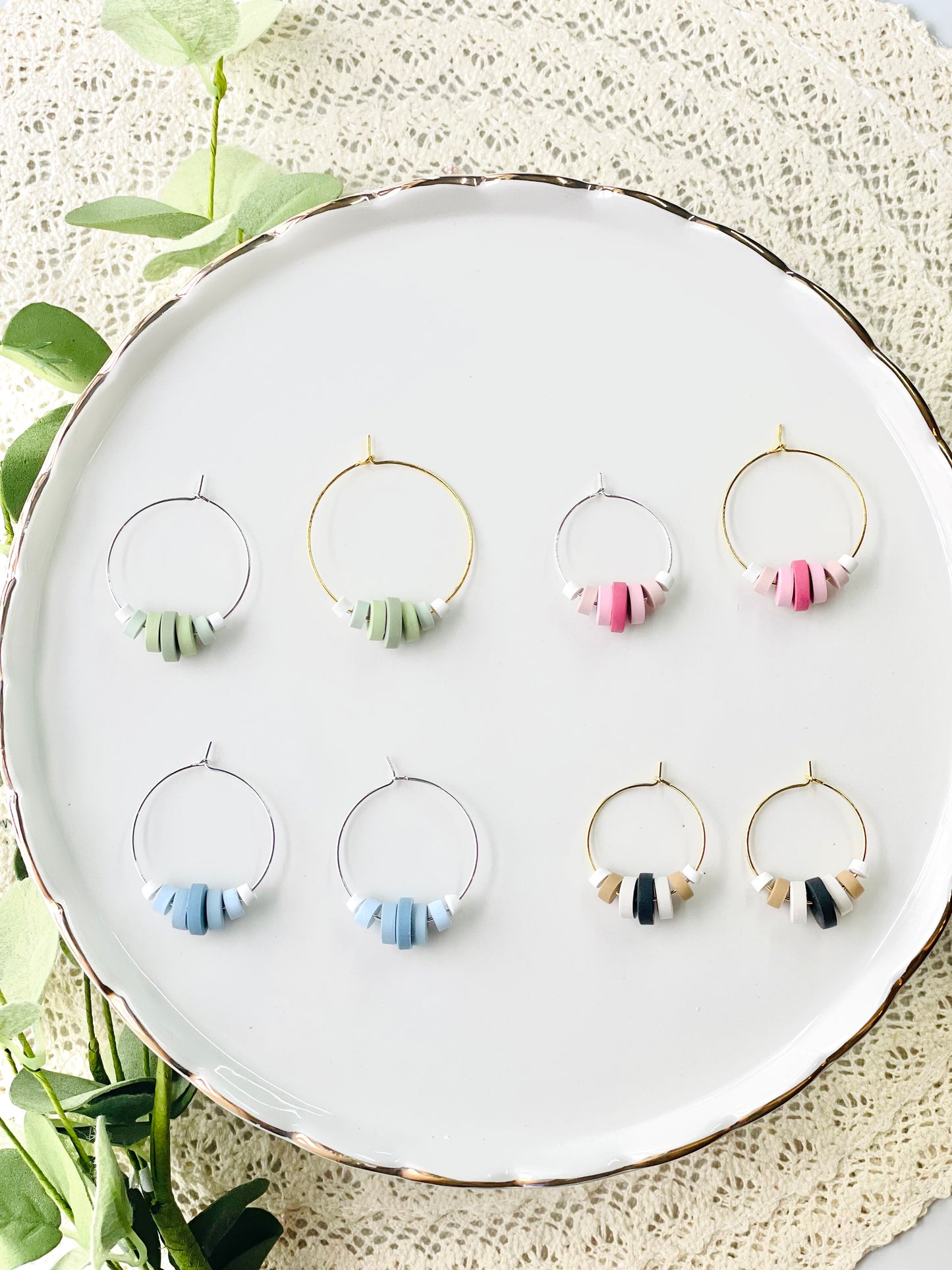 Hoops with Clay Beads (multiple Choices)