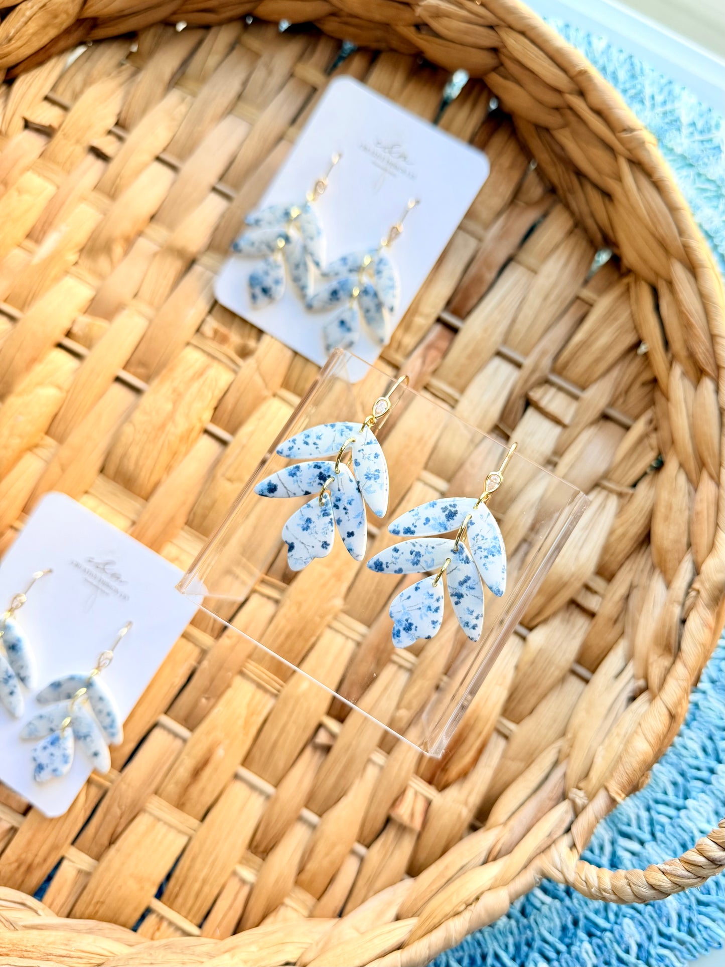 Blue Floral Tulip Dangles