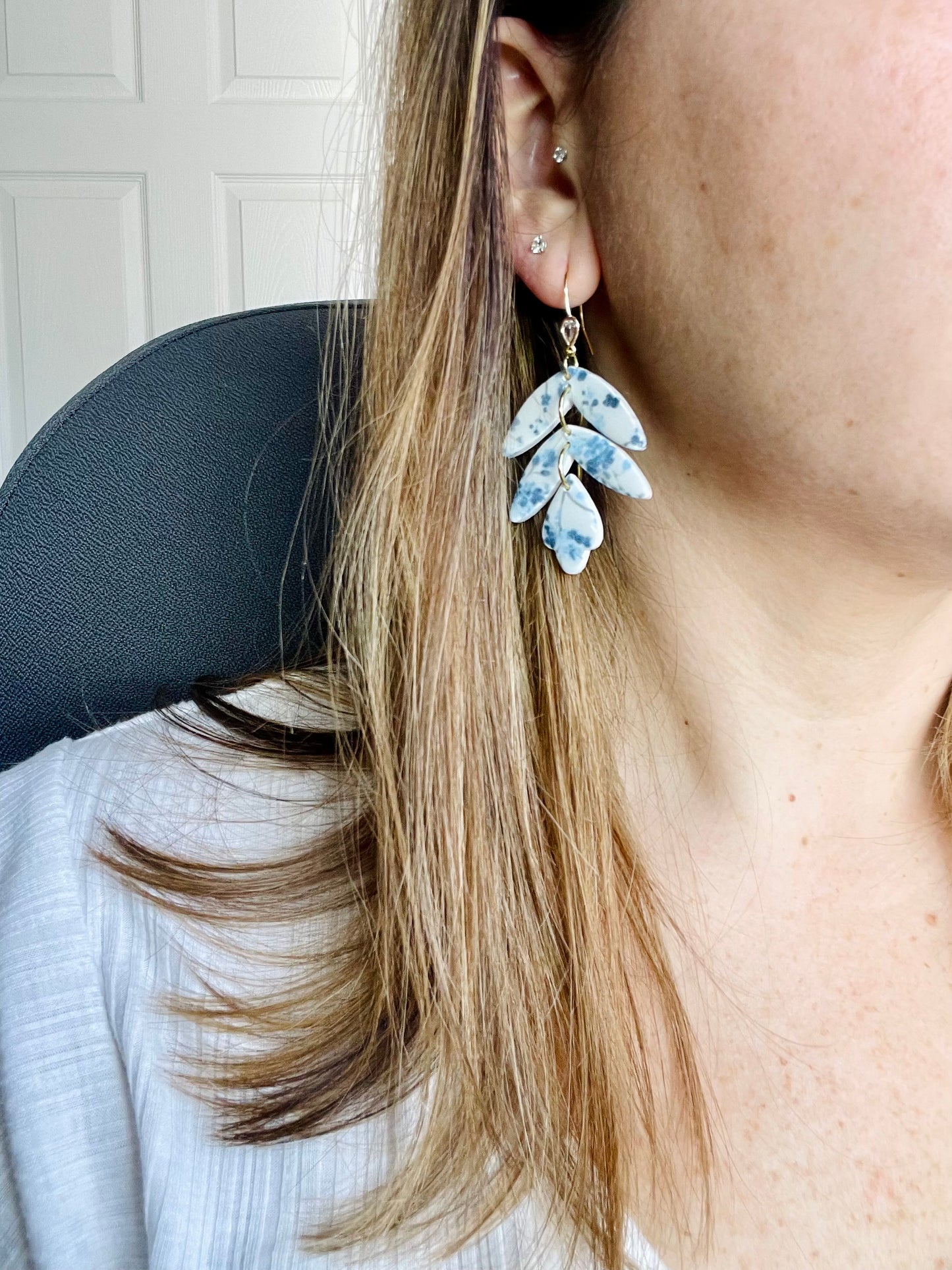 Blue Floral Tulip Dangles