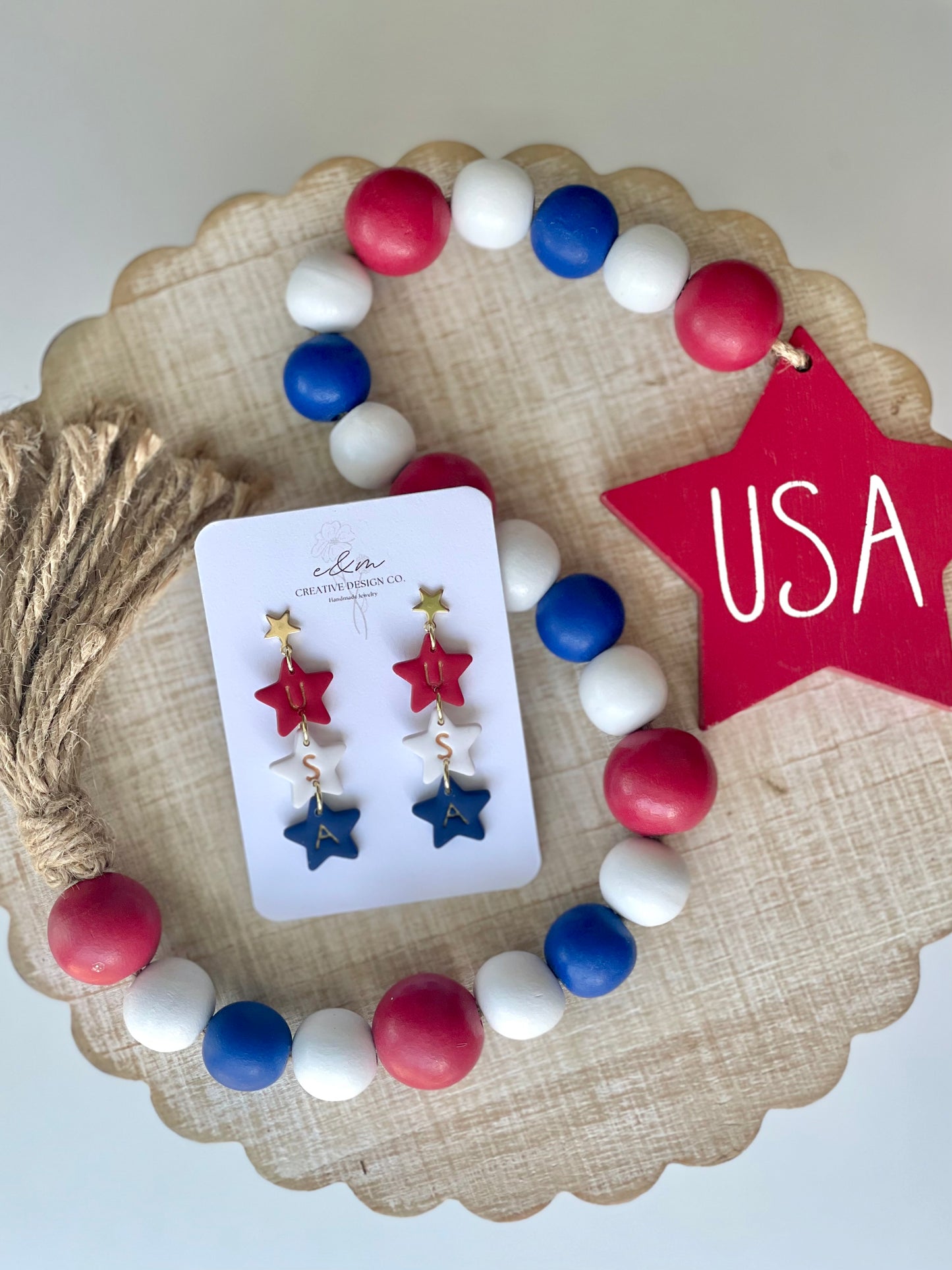 U.S.A Star-Sp-Dangled Earrings