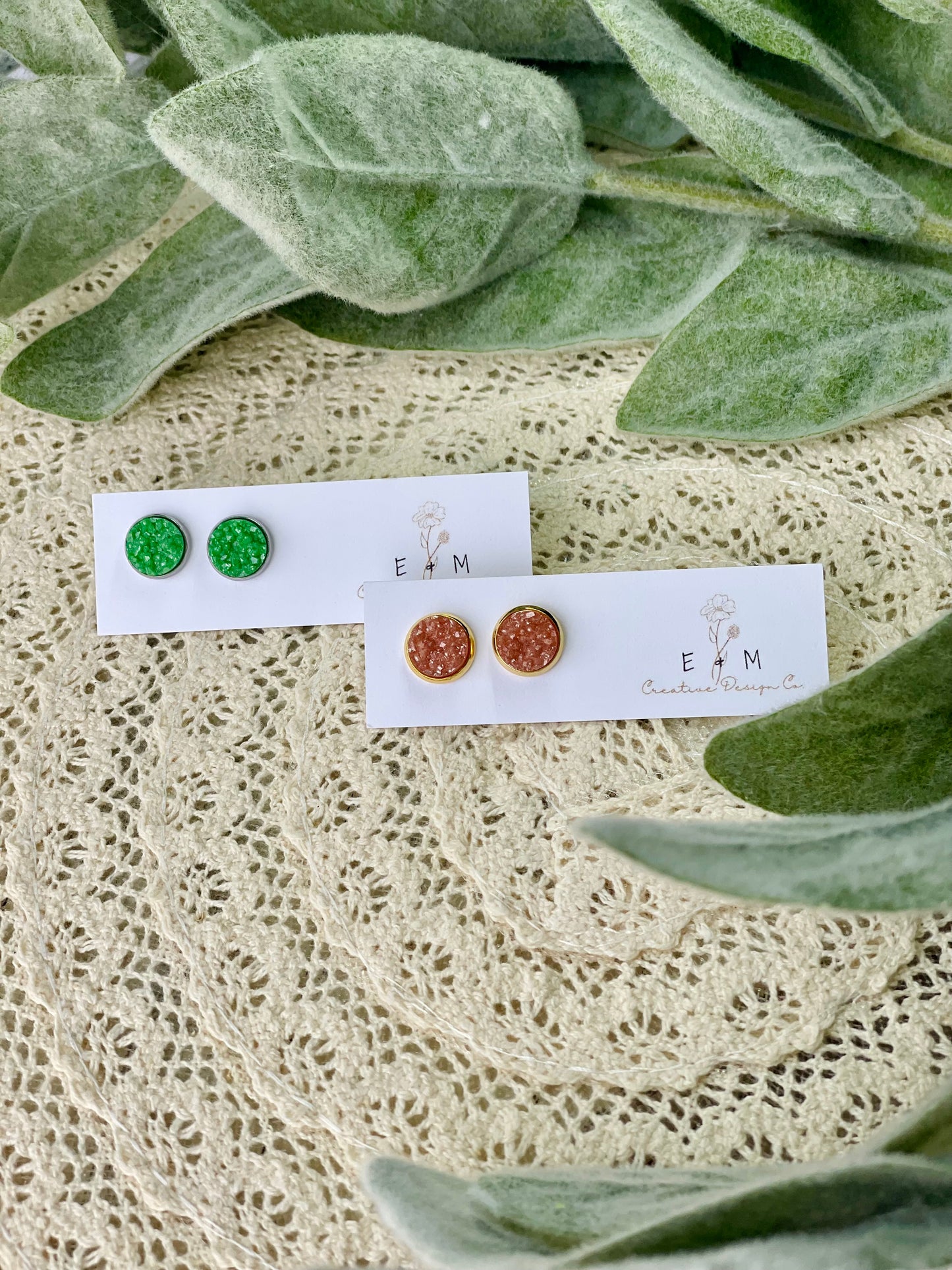 Druzy Stone Studs 8mm (Small)