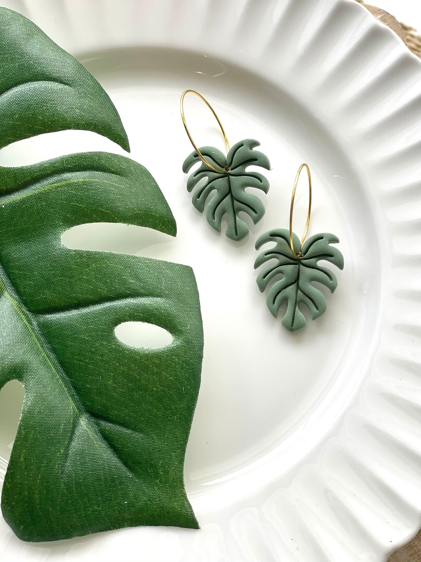 Monstera Hoop Earrings