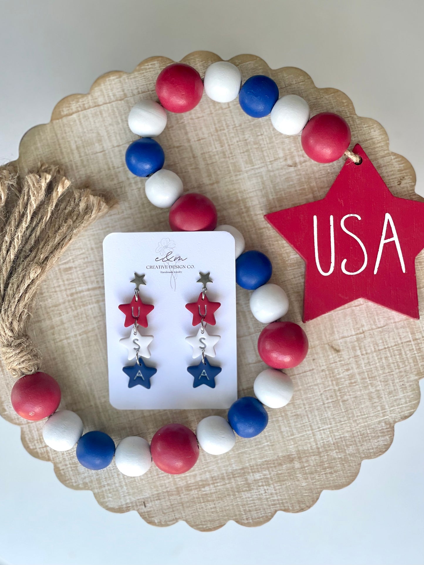 U.S.A Star-Sp-Dangled Earrings