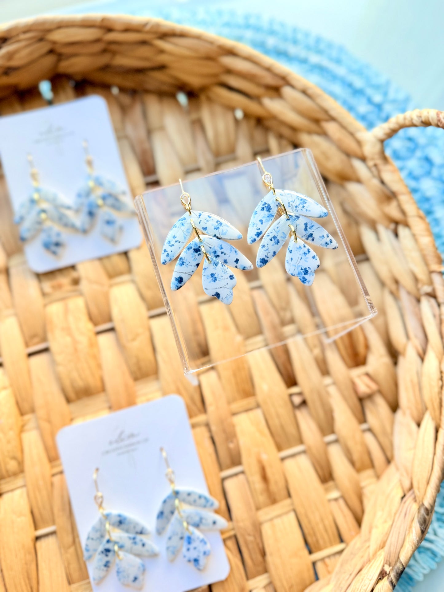 Blue Floral Tulip Dangles