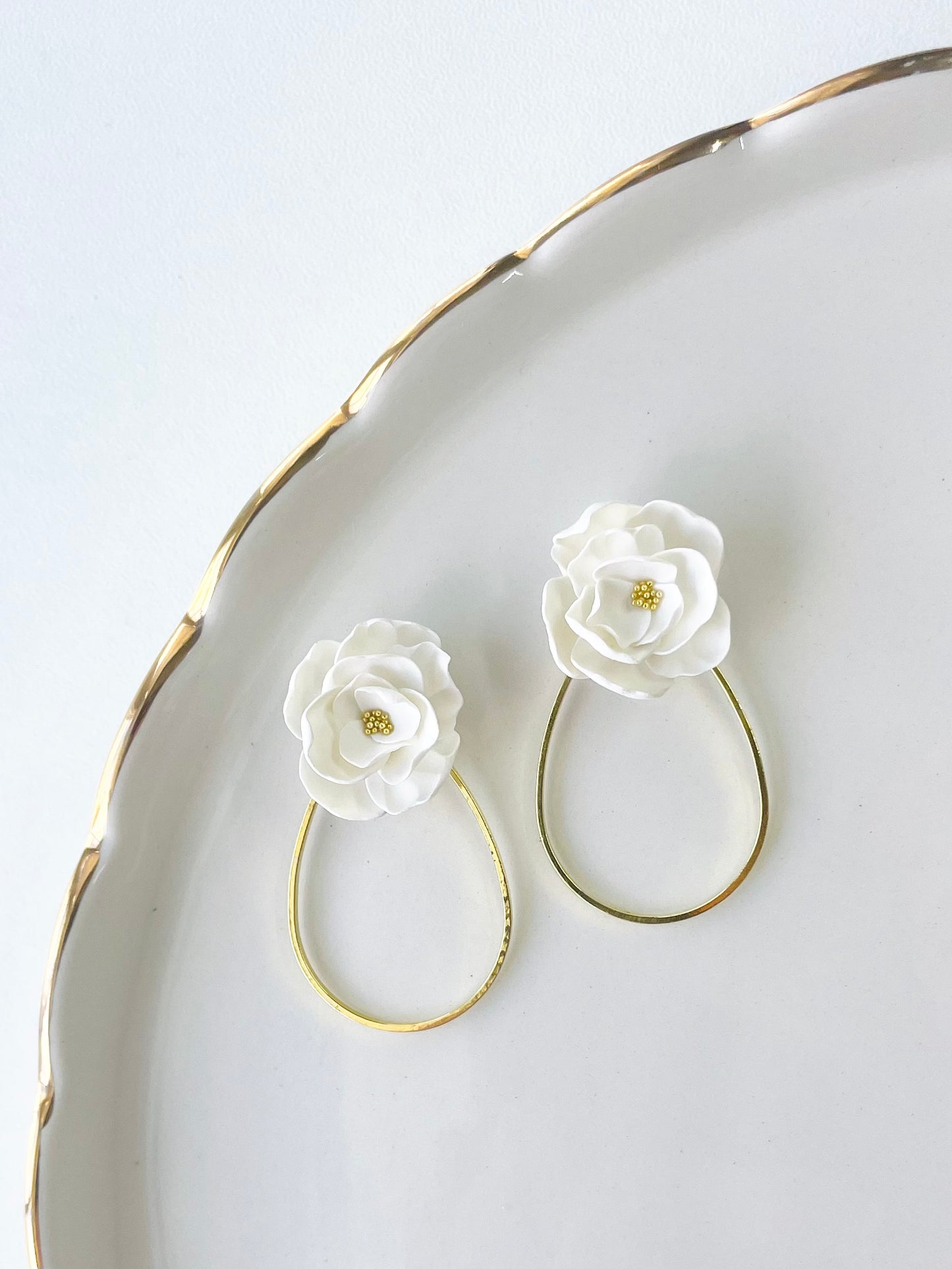 Flower with gold hoop stud