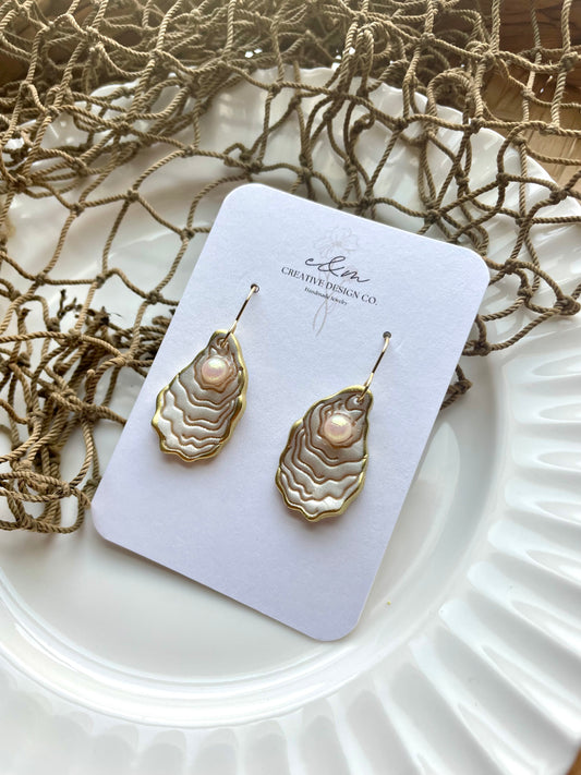 Salty Oyster & Pearl Earrings