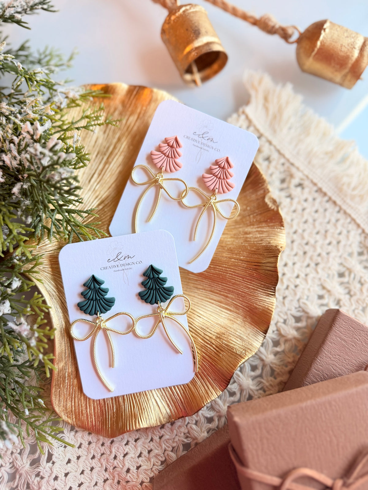 Evergreen Bow Earrings