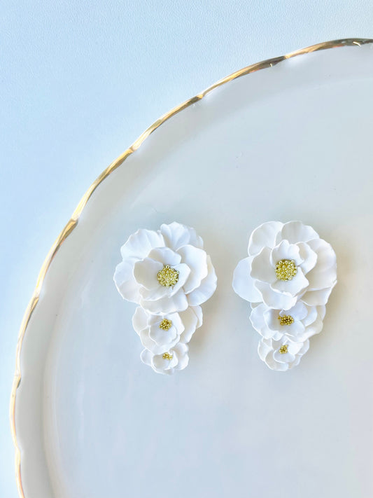 Bridal Flower Statement Earrings