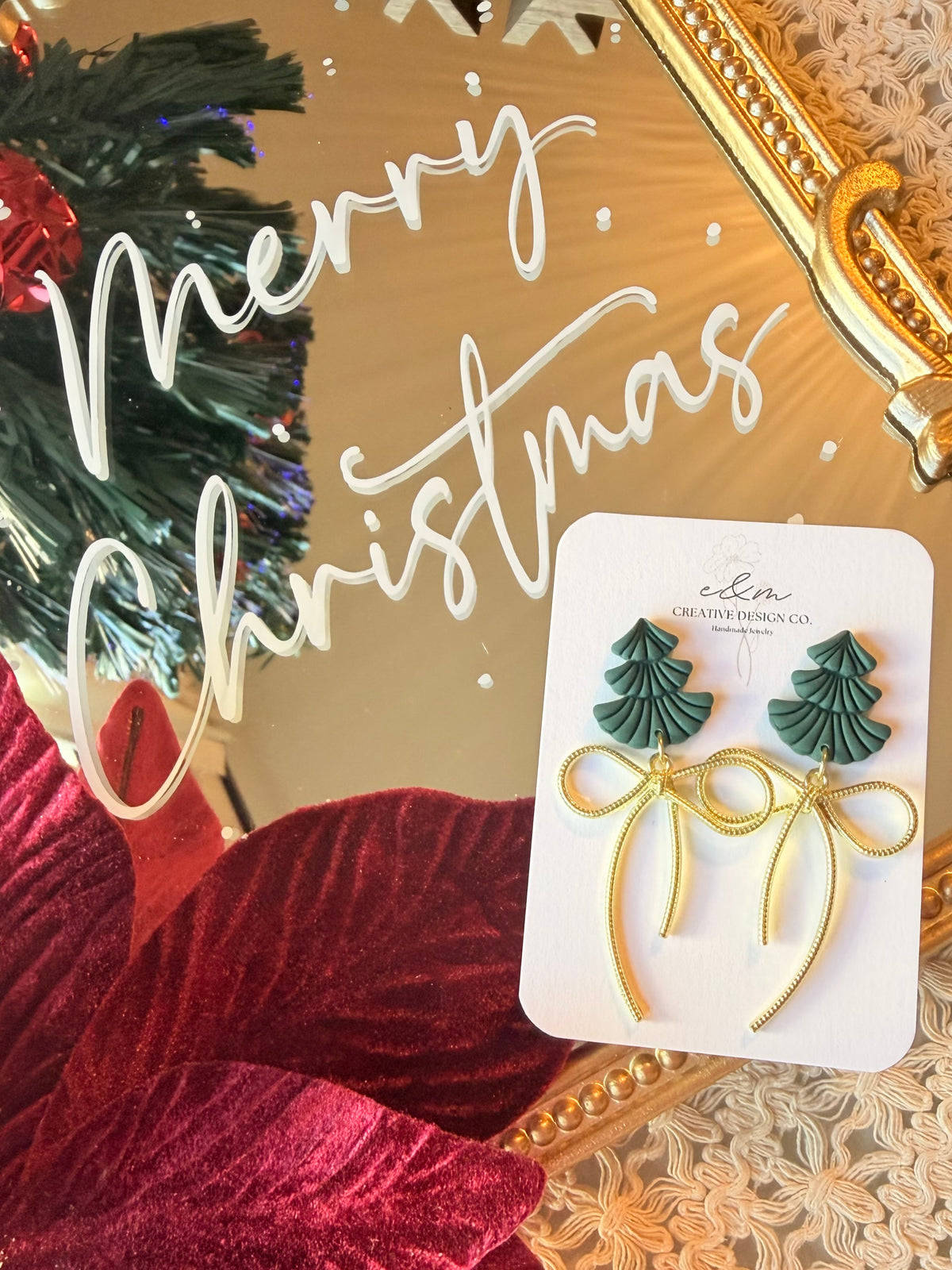 Evergreen Bow Earrings