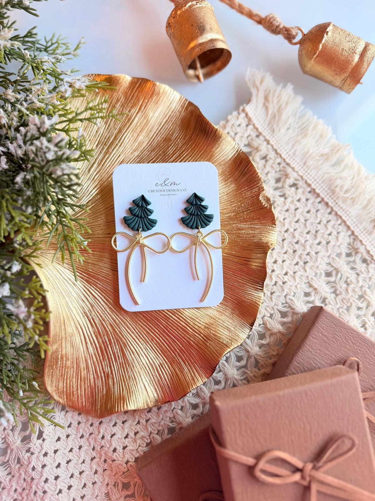 Evergreen Bow Earrings