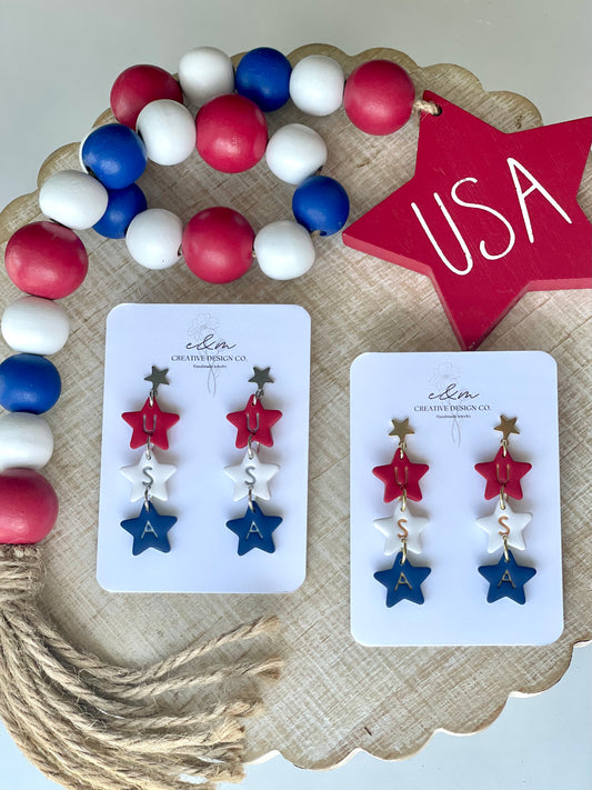 U.S.A Star-Sp-Dangled Earrings
