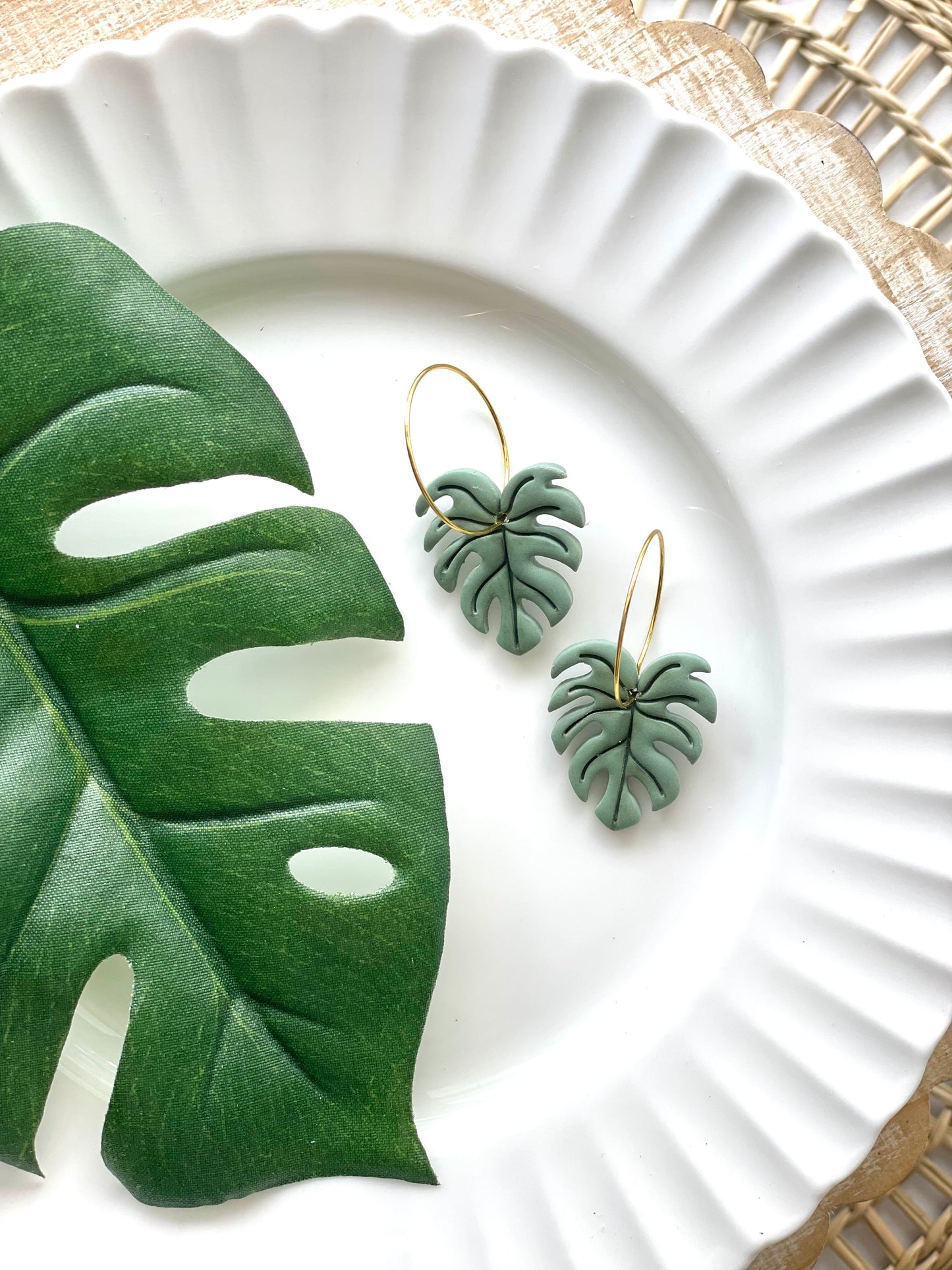 Monstera Hoop Earrings