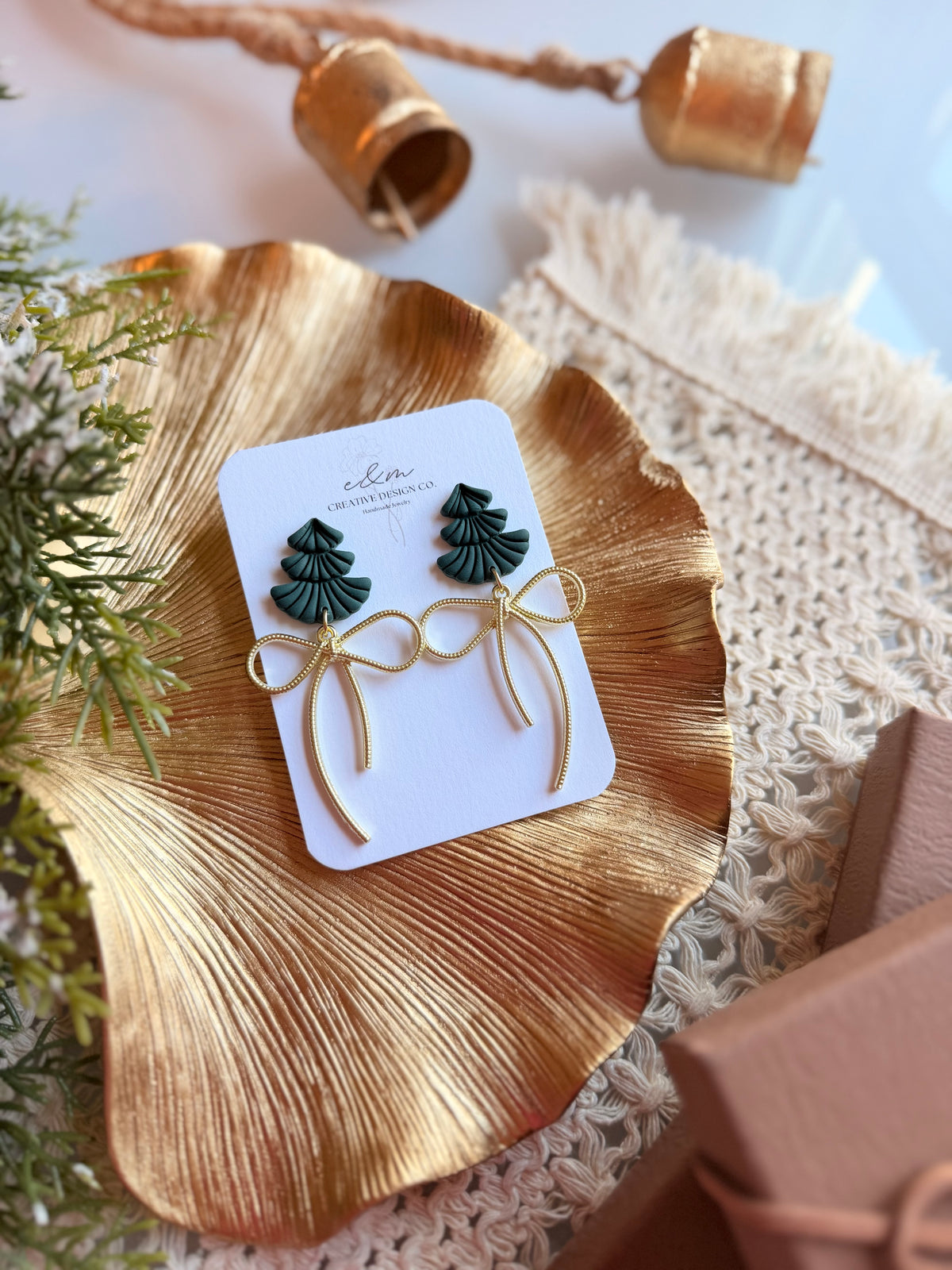 Evergreen Bow Earrings