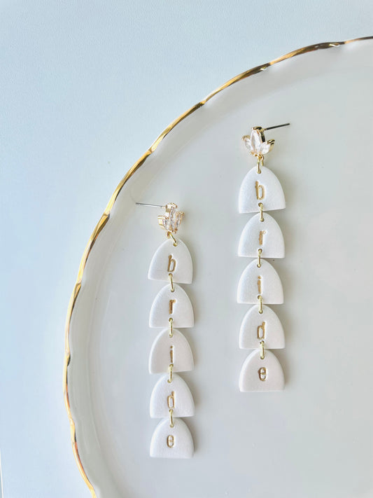 “Bride” & “Mrs” drop earrings