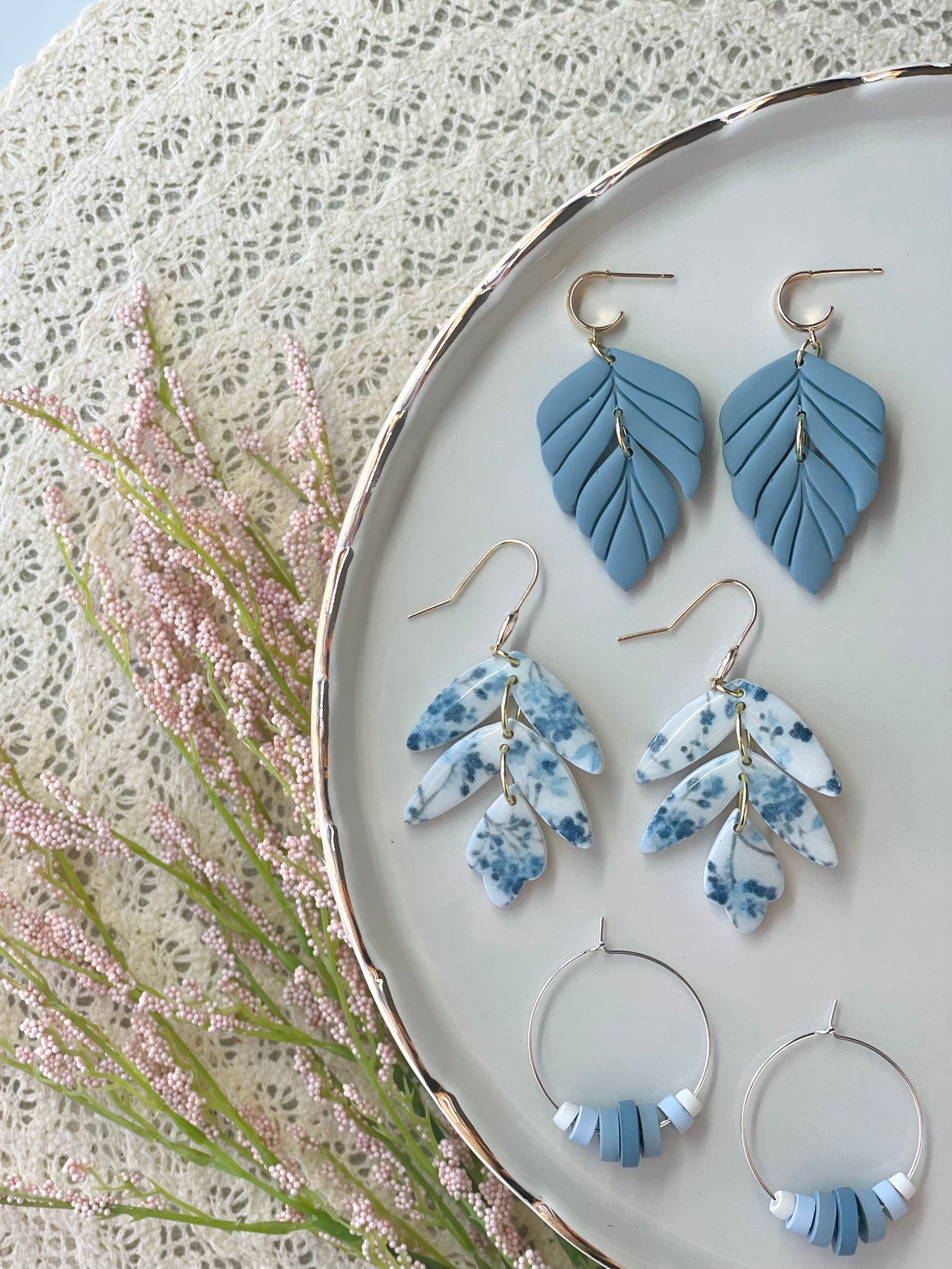 Blue Floral Tulip Dangles