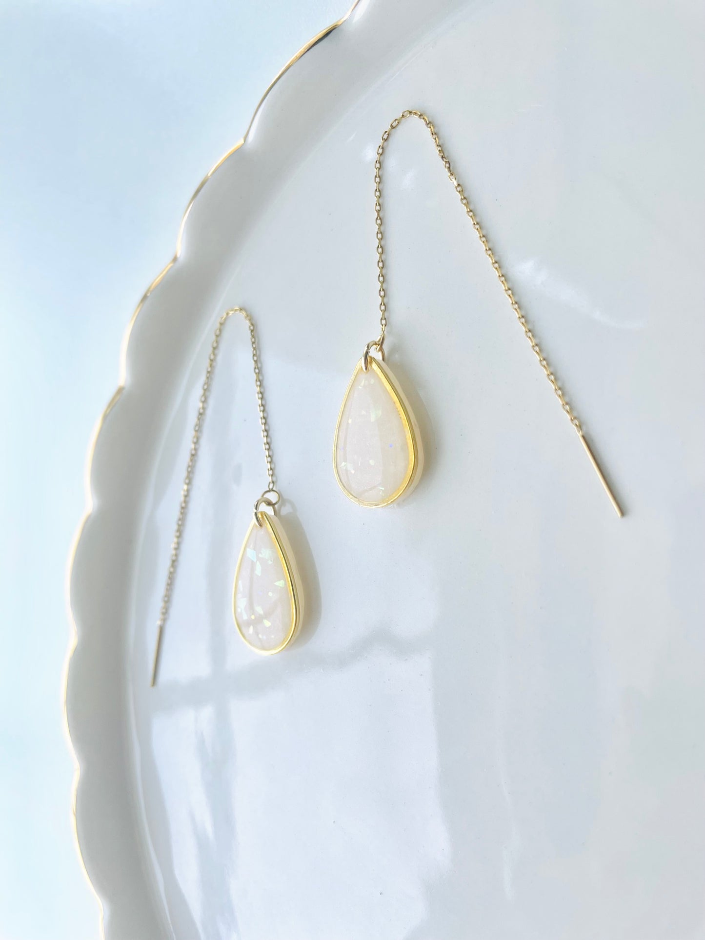 Dainty chain opal teardrop