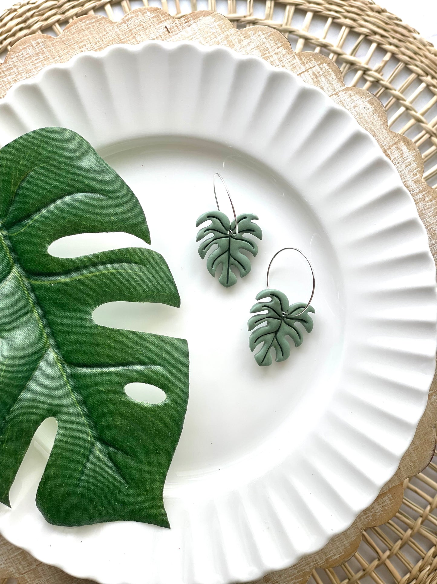 Monstera Hoop Earrings