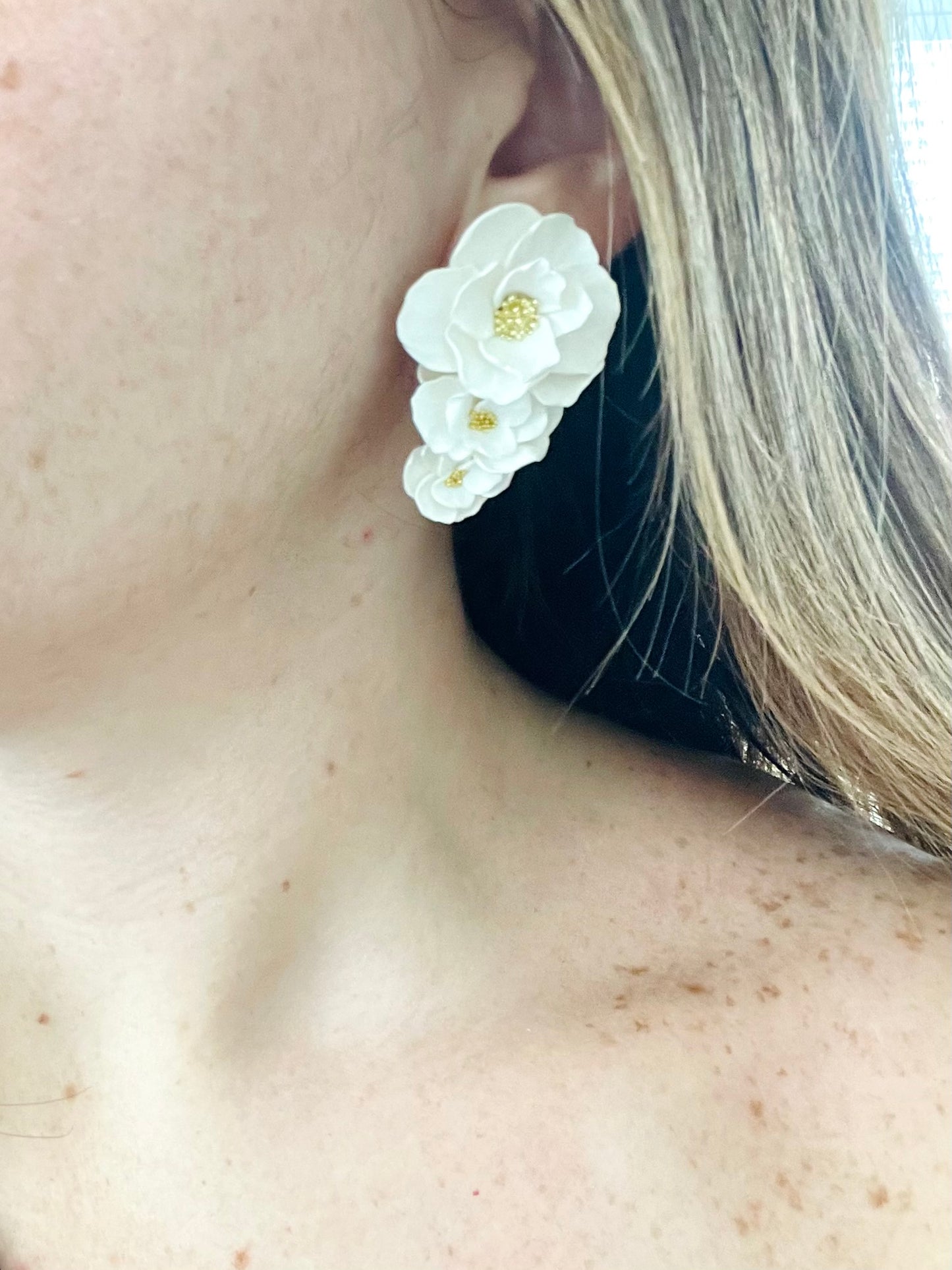Bridal Flower Statement Earrings