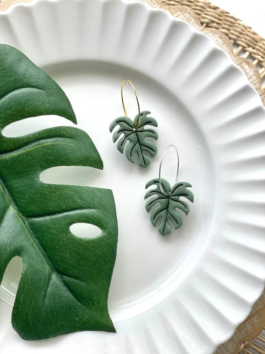 Monstera Hoop Earrings