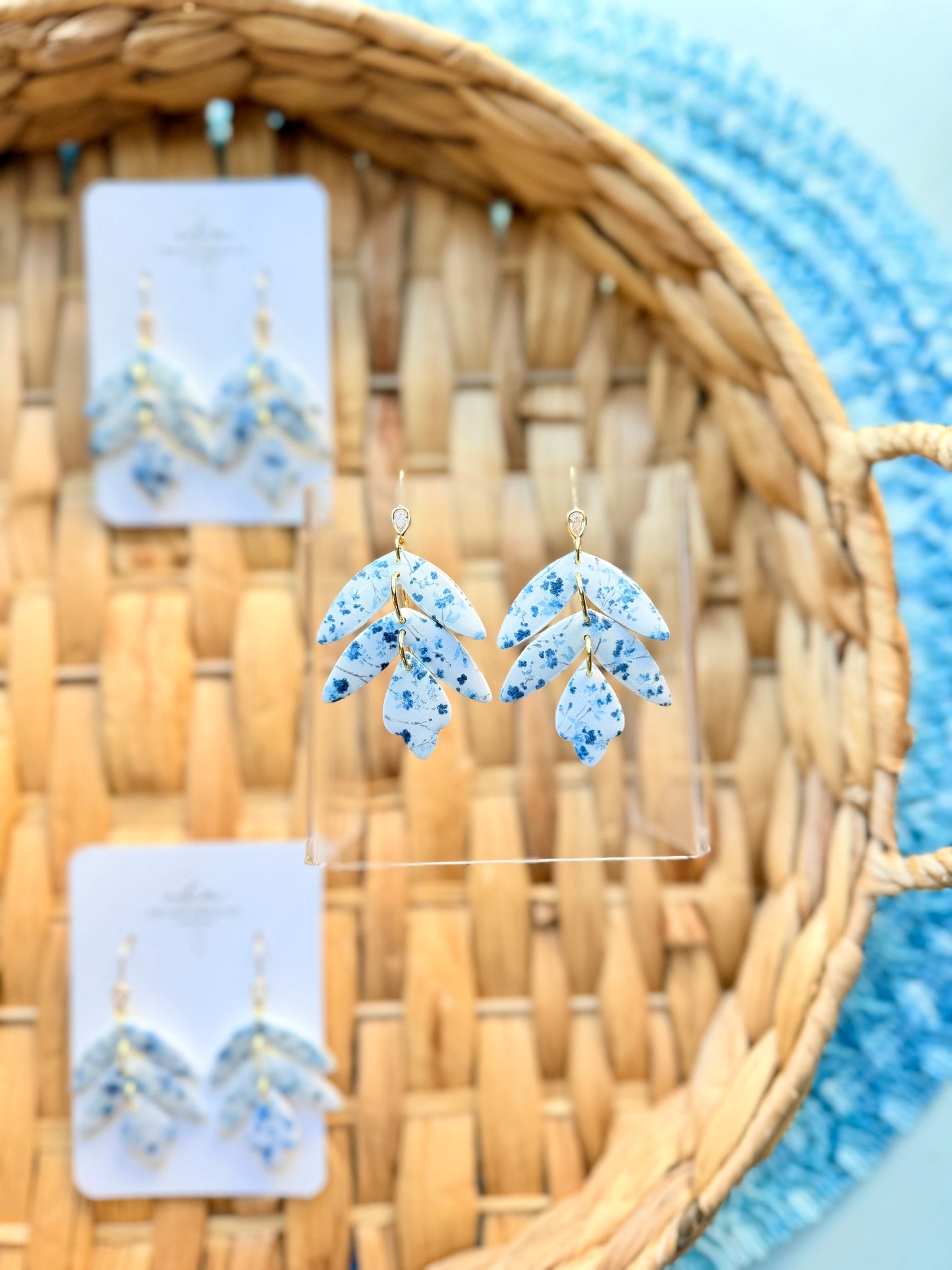 Blue Floral Tulip Dangles