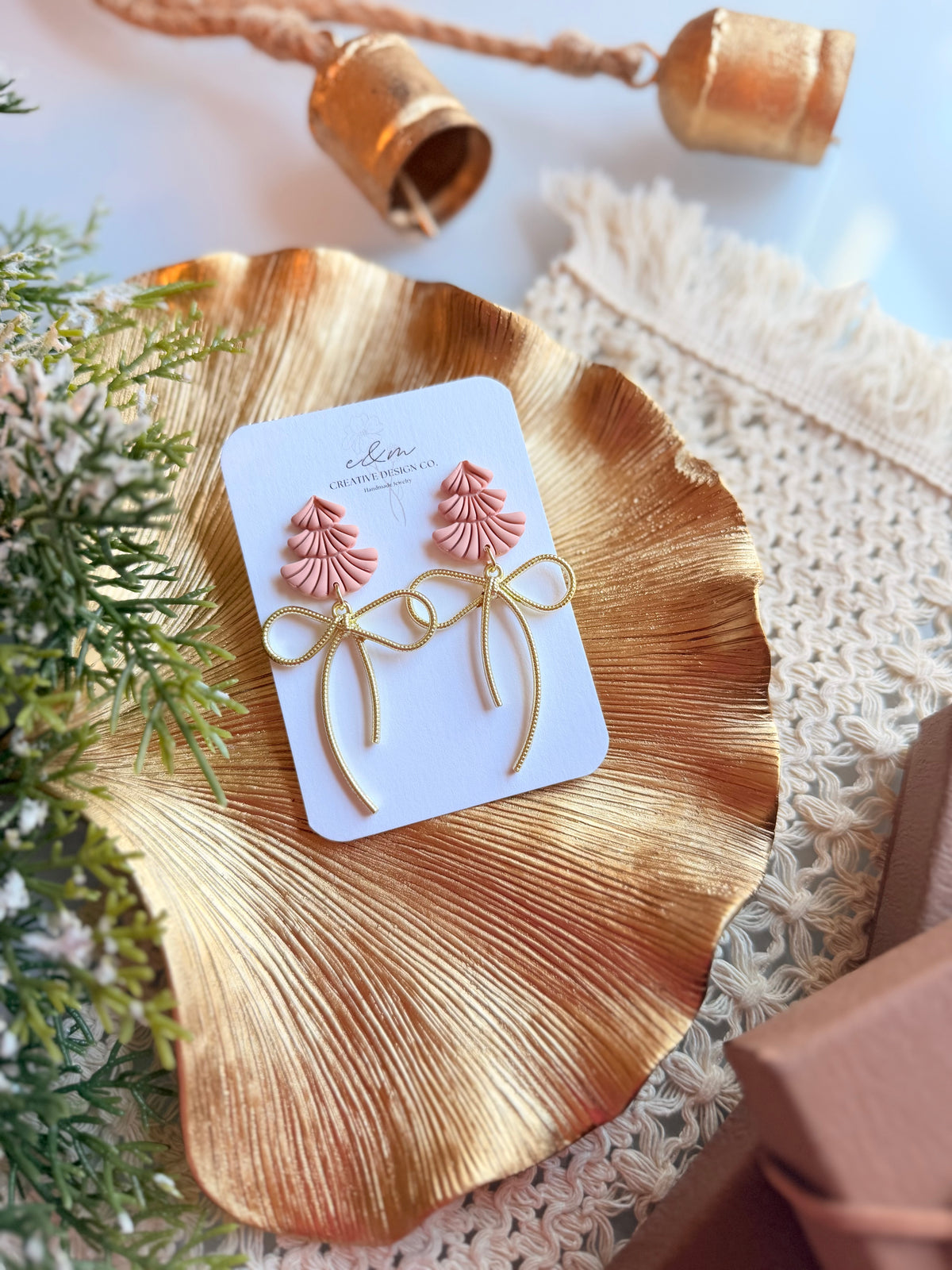 Evergreen Bow Earrings