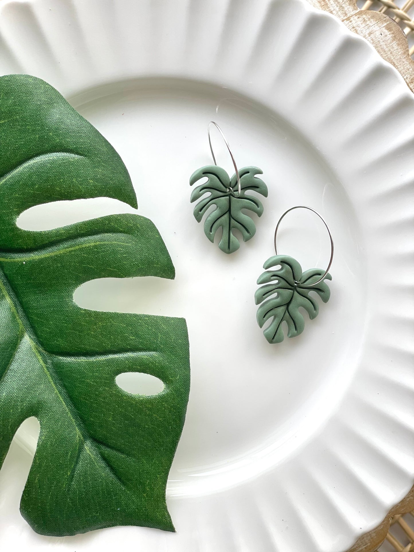 Monstera Hoop Earrings