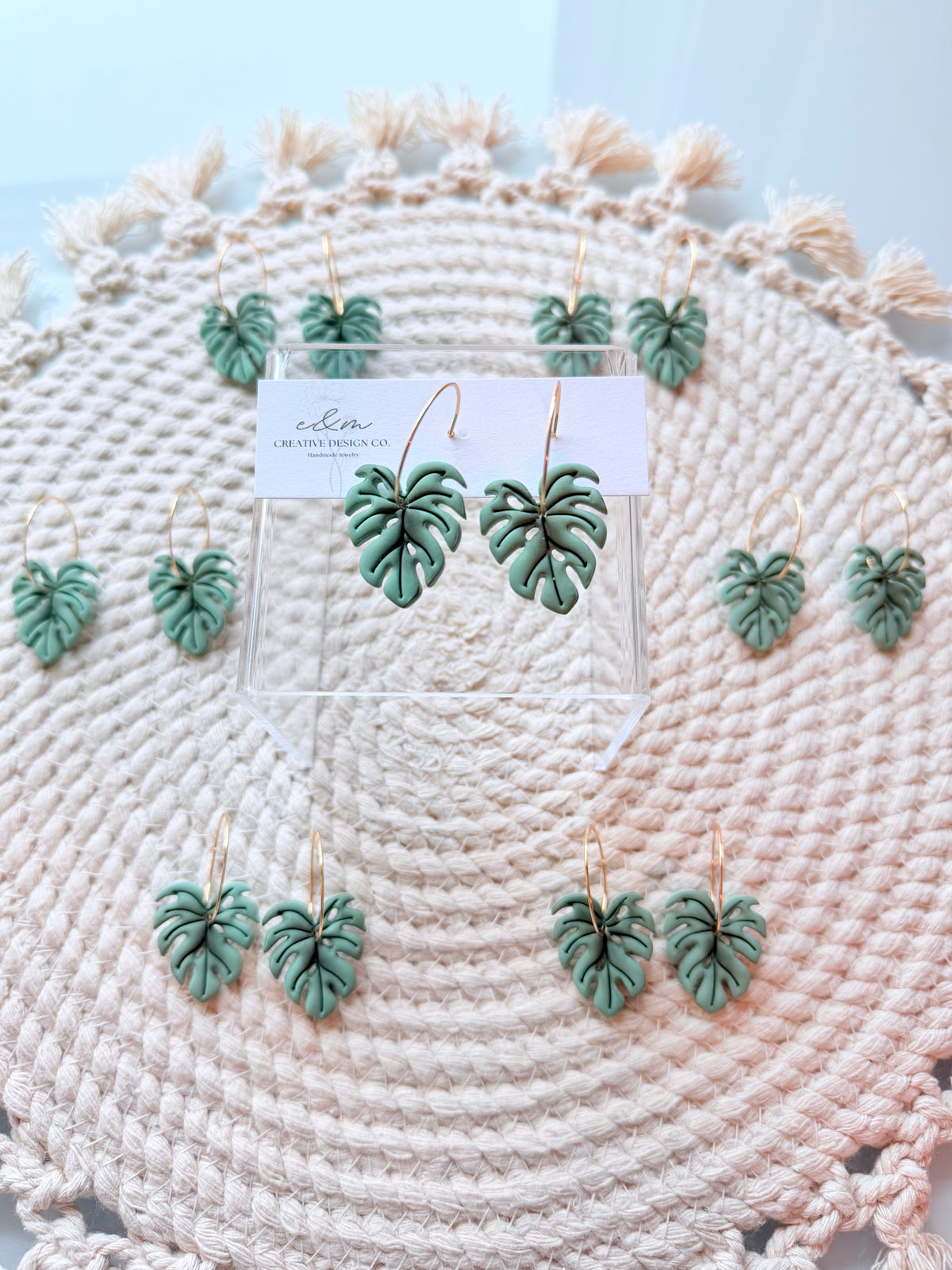 Monstera Hoop Earrings