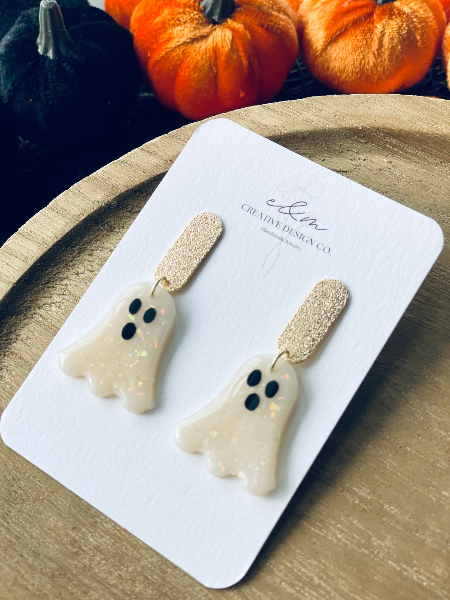 Spooky Gold & Ghosty Earrings