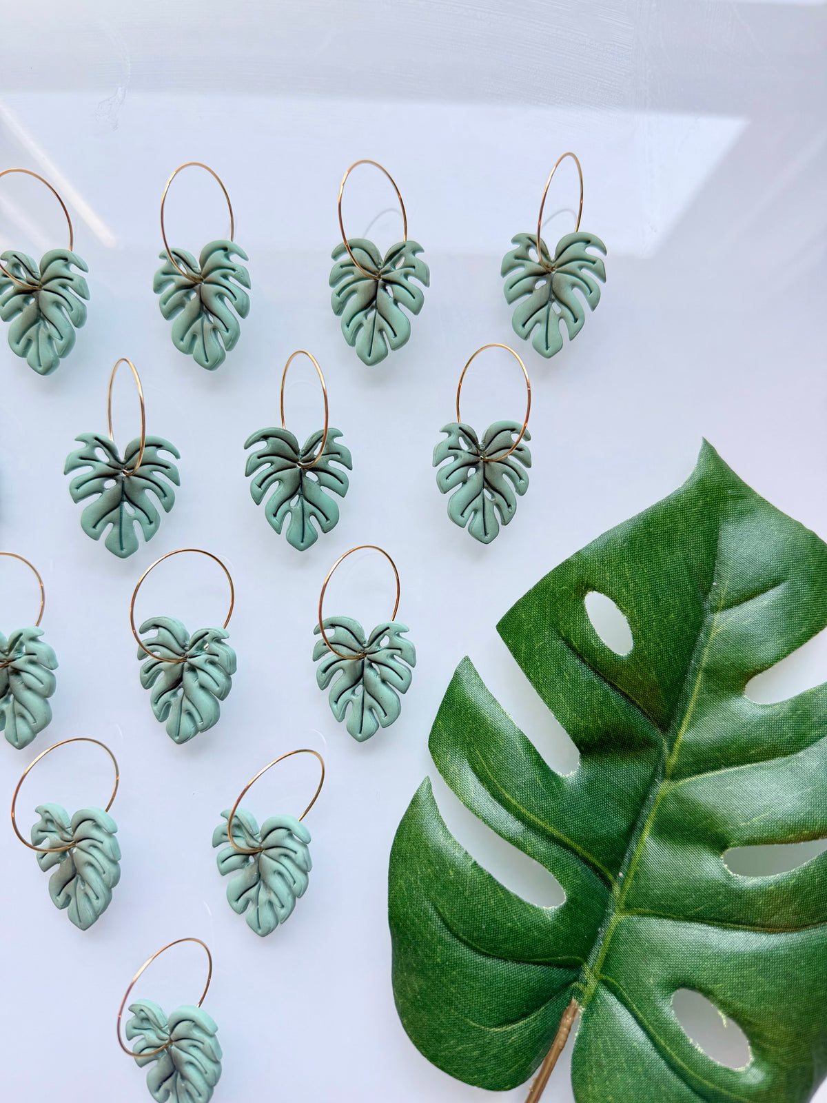 Monstera Hoop Earrings