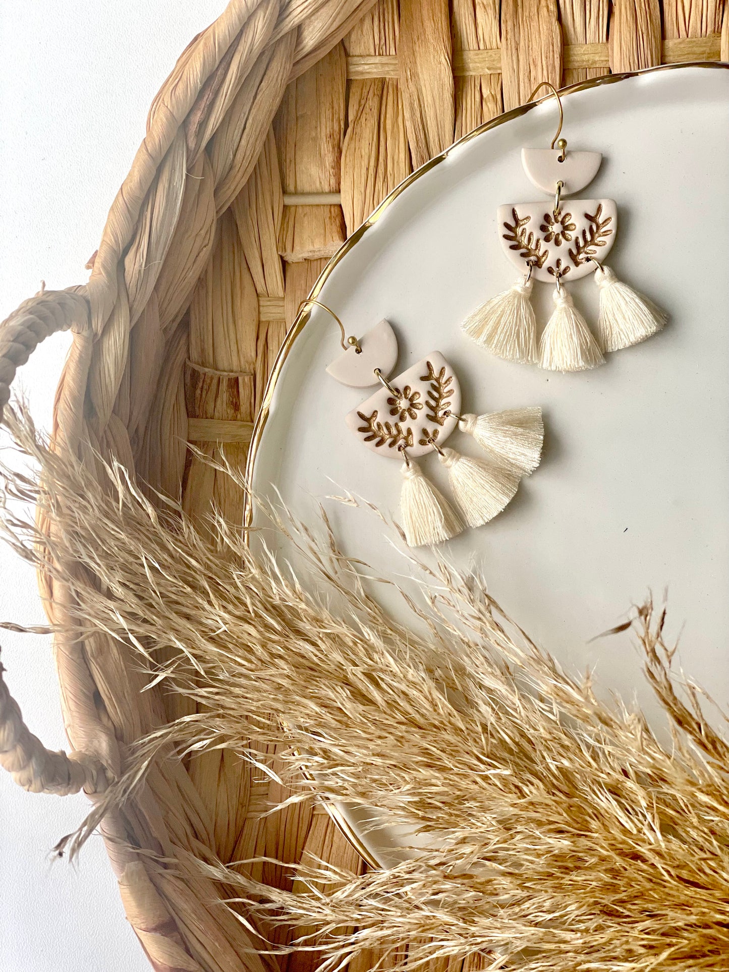 Neutral Boho Tassel Earrings