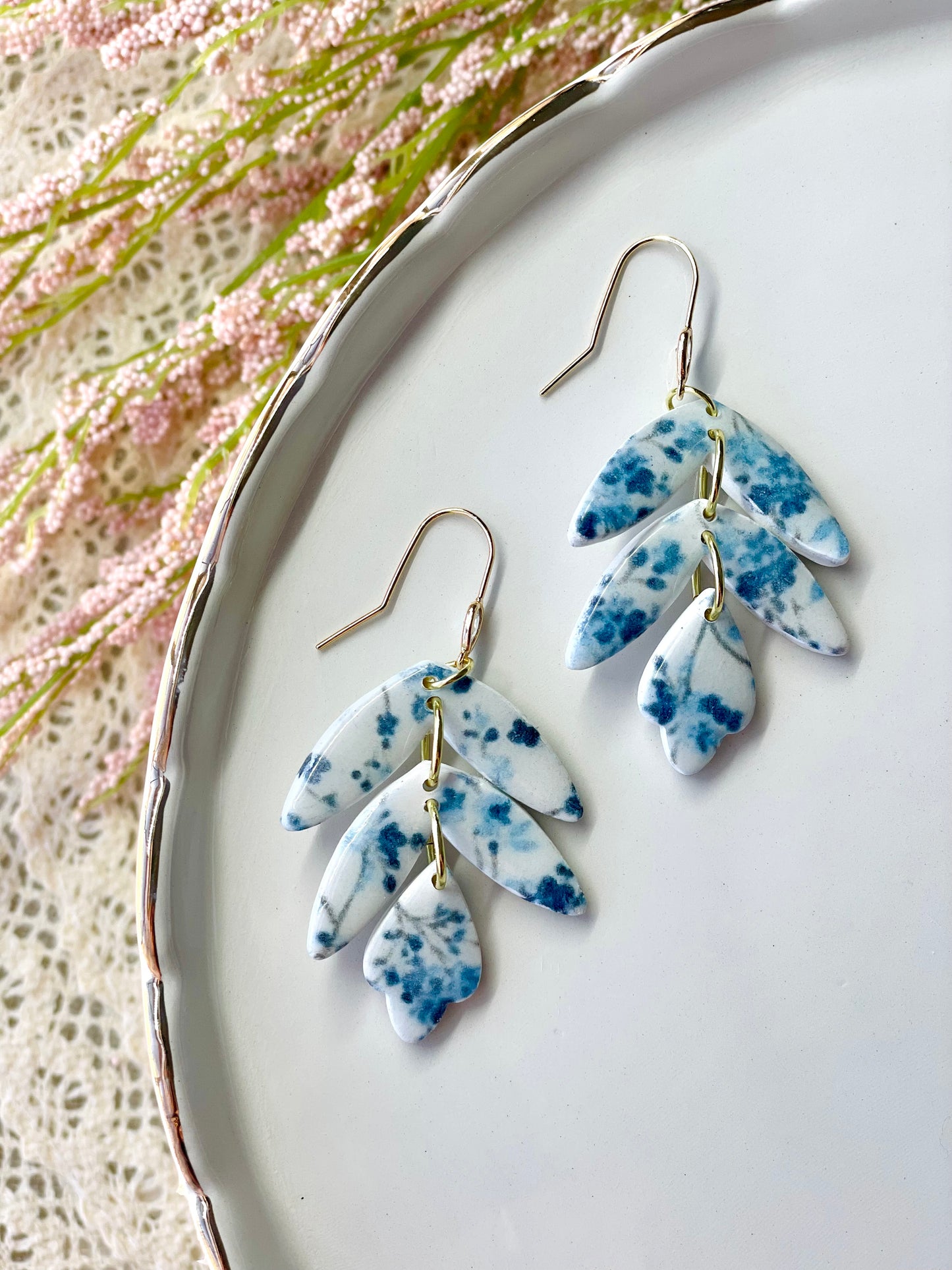 Blue Floral Tulip Dangles