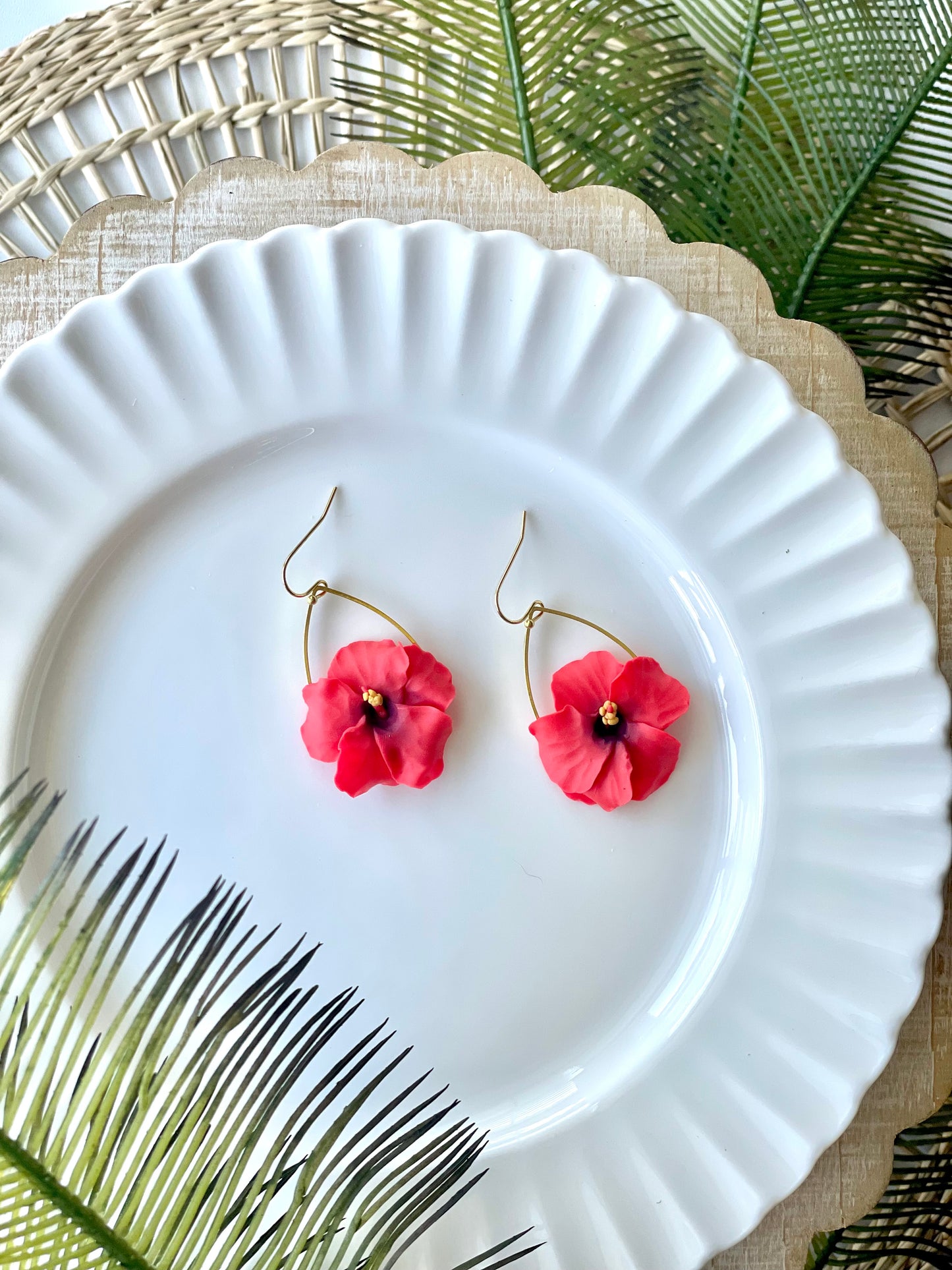 Hibiscus Teardrop Hoops