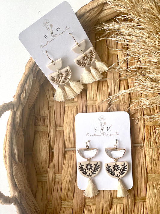 Neutral Boho Tassel Earrings