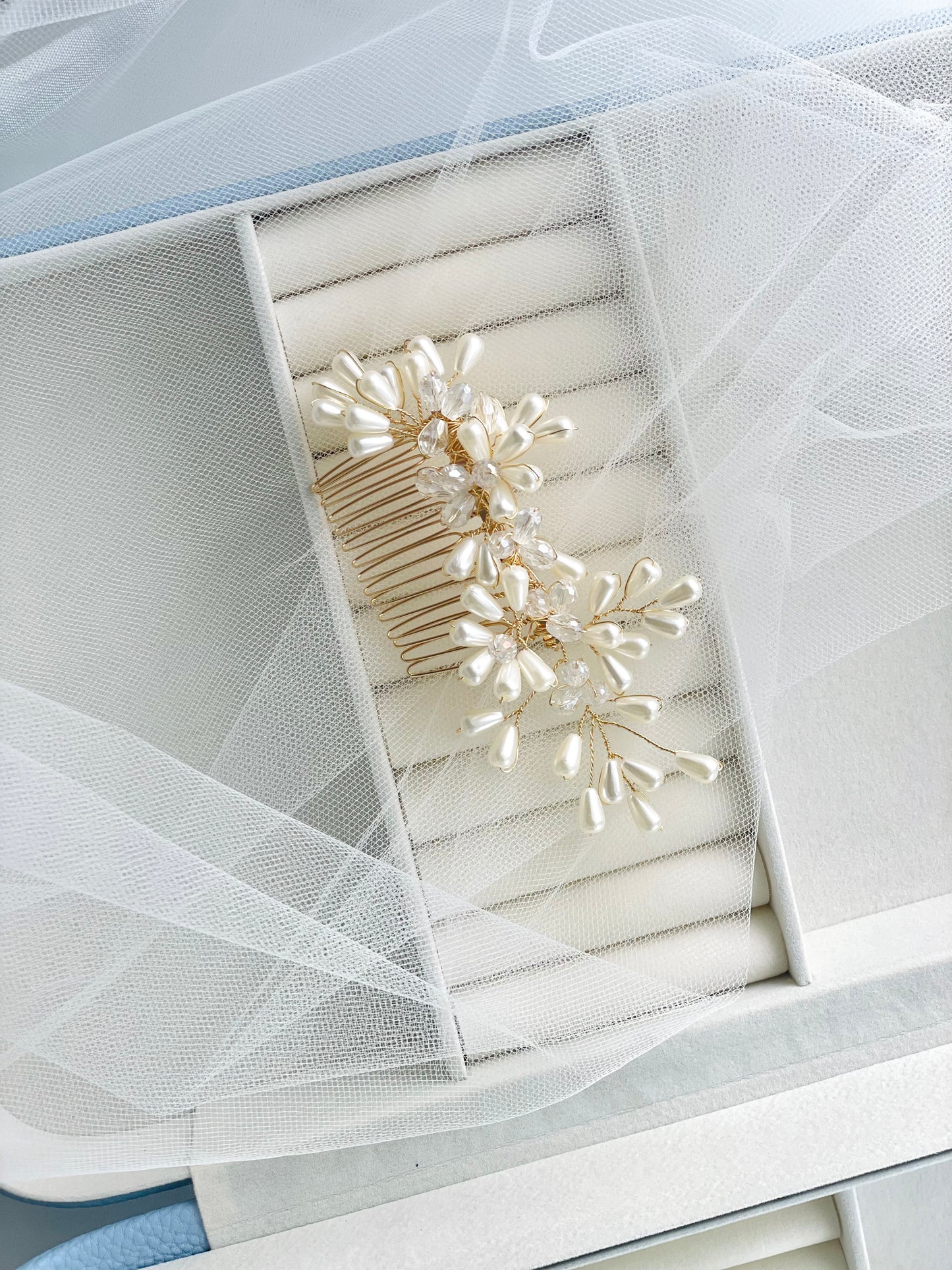 Gold & Pearl Bridal Hair Comb