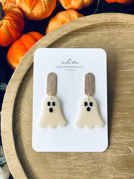 Spooky Gold & Ghosty Earrings