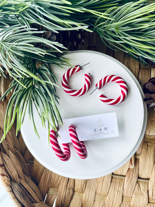 Candy Cane Twirl Hoops