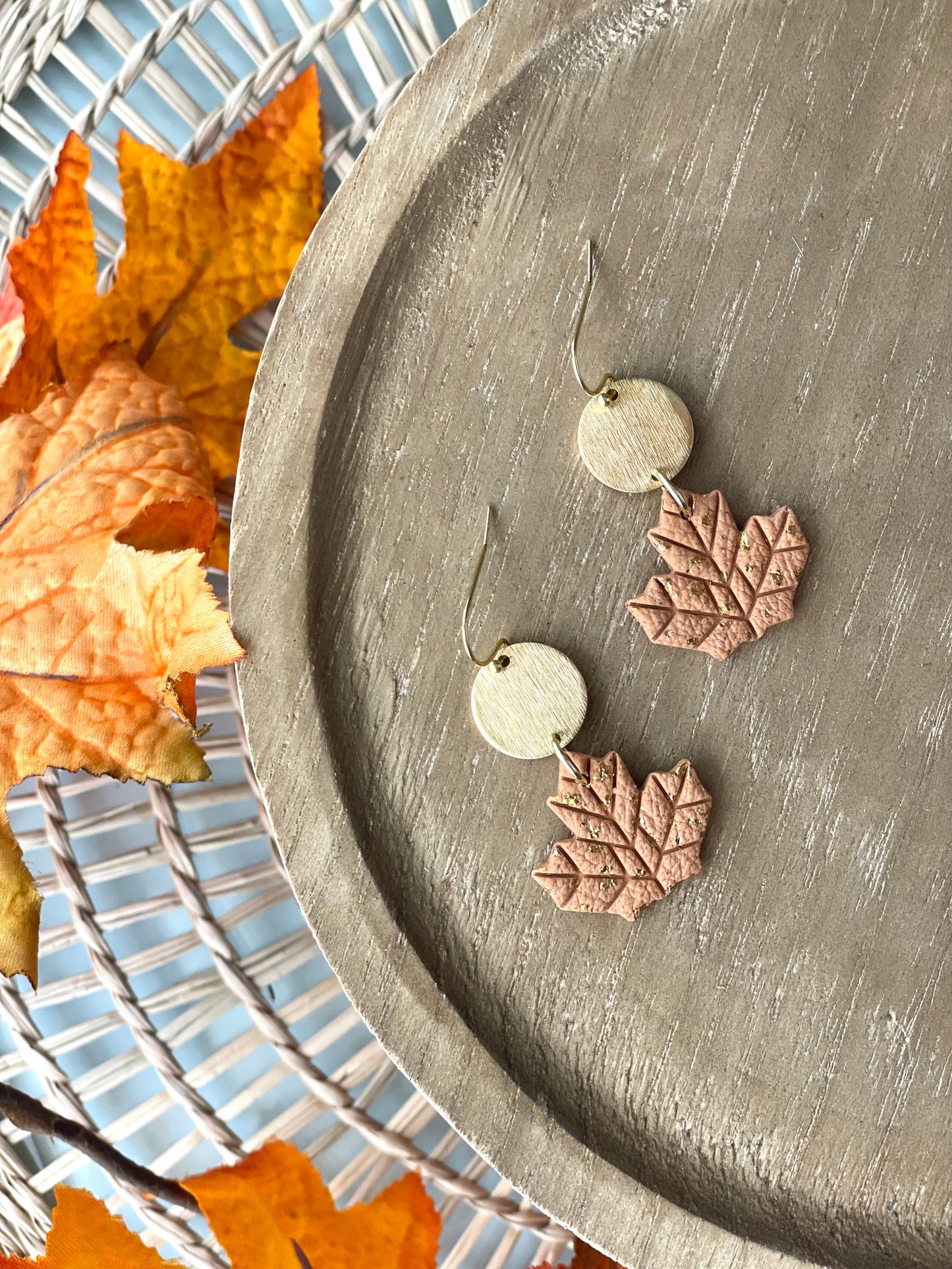 Rustic Maple Leaf Earrings
